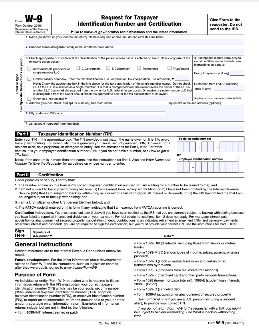 W-9 form page image